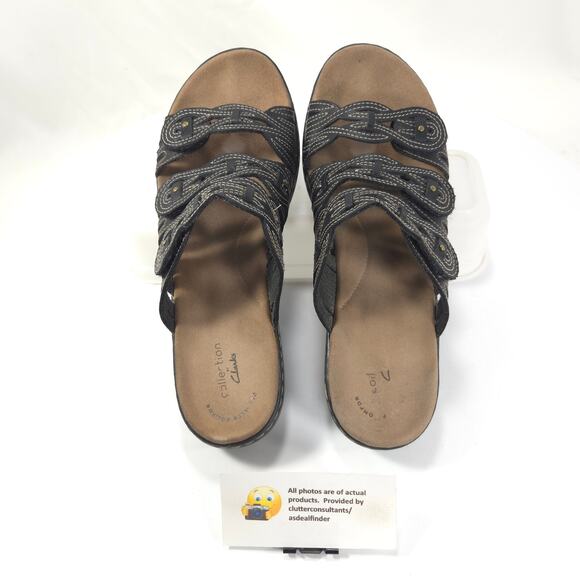 Collection by Clarks Leather Open Toe Sandal Womens Size 8.5 22545 Black - Picture 6 of 9